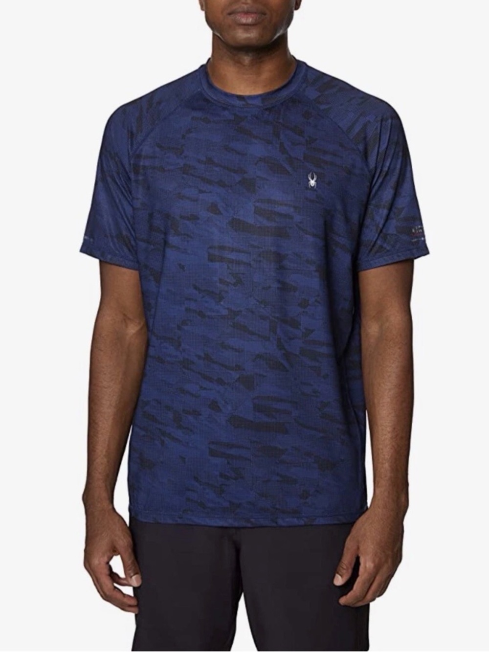 Spyder Swim Digital Camo Rash Guard Short Sleeve Shirt Blue Mens Size S